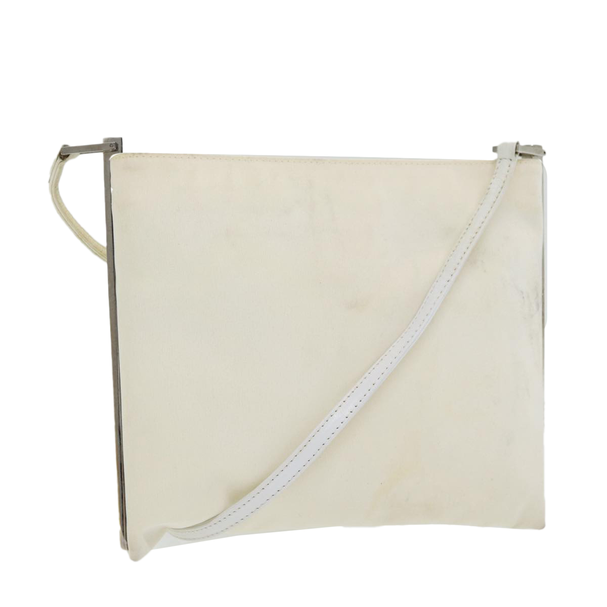 Fendi Shoulder Bag Nylon White Silver Auth Ar12395